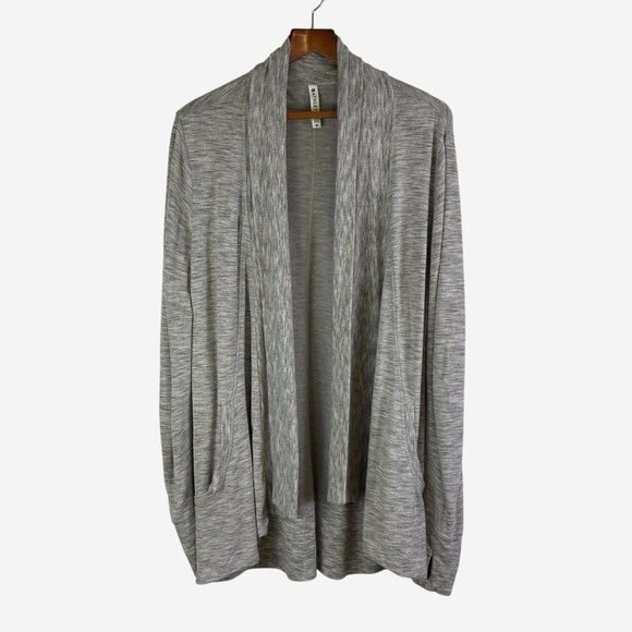 Athleta Long Sleeve Open Cardigan Marled Gray - Picture 5 of 13